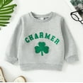 thumbnail image 4 of VNKIDY Boys Sweatshirts Toddler Kids Letter Shamrock Embroidery Pullover Long Sleeve Crewneck Loose Fit Sweatshirts For Outdoor Wear Cozy Tops, 4 of 7