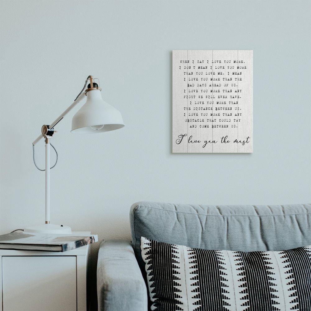 Stupell Industries Inspirational I love You the Most Phrase Couple Relationship Canvas Wall Art Design by Daphne Polselli, 16" x 20"