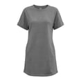 thumbnail image 6 of Puyaiuu Women Solid Crew Neck Short Sleeve T Shirt Mini Dress With Side Pockets Gray M Gift, 6 of 7
