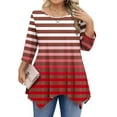 thumbnail image 2 of zbxnLI Womens Plus Size Tops 3/4 Sleeve Tunic Tops Striped Graphic Tee High Low Hem Dressy Blouses, 2 of 5