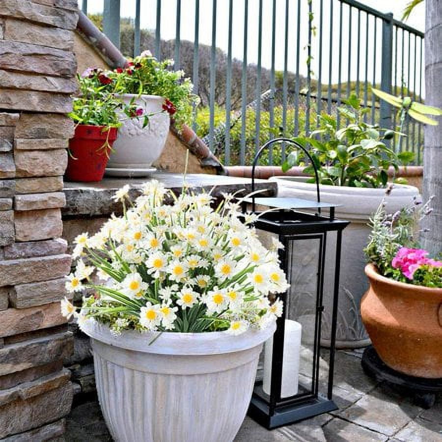 ZOELNIC 12 Bundles Artificial Flowers Outdoor Fake Flowers for Decoration UV Resistant No Fade Faux Plastic Plants Garden Porch Window Box Decor, White