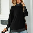 thumbnail image 4 of Women's Fall Long Sleeve Tops Mock Neck Basic T-Shirts Blouse Tunics Tops Casual Side Split Tshirt, 4 of 7