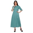 thumbnail image 2 of Moomaya Printed Short Sleeve Long Kurti A-Line Tunic Dresses Indian Top For Women, 2 of 5