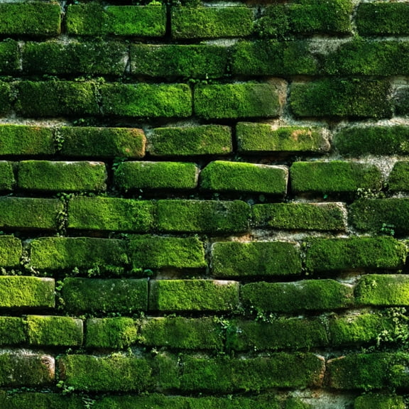 Peel and Stick Wallpaper Moss Covered Brick Wall Texture Green Shades Wall Mural 17.7in x 9.8ft Self Adhesive Removable Wall Paper Renter Friendly Wallpaper for Bedroom Fireplace Kitchen