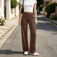 thumbnail image 6 of yeiolnoer Wide Leg Pants for Women Comfortable High Waisted Trousers with Pockets Loose Casual Pants for Yoga(Brown,XX-Large), 6 of 7