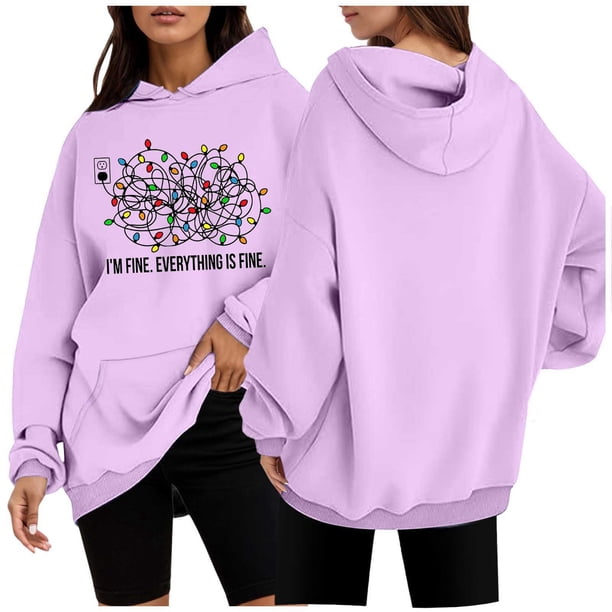 WILLBEST Sudaderas de Mujer con Capucha y Estampado Navideño XX-Grande