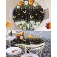 thumbnail image 6 of Round Fitted Tablecloths Botanical Pumpkin Plant Flower Waterproof Table Cover for Kitchen Dining Party Decor Black White Plaid and Yellow,36"-44", 6 of 6