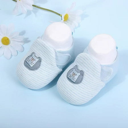 

Quealent Baby Boys Shoes Baby Booties Cozy Slippers Soft Baby Shoes With Gripper Soles Winter Warm Crib Sock Shoes First Walkers Blue 12 Months