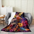 thumbnail image 2 of Halloween Sugar Skull Throw Blanket Vintage Hippie Dasiy Rose Colorful Flowers Bed Blanket for Kids Teens Adults Gradient Outer Space Galaxy Dreamy Flannel Blanket for Chairs Baby 30x40, 2 of 6