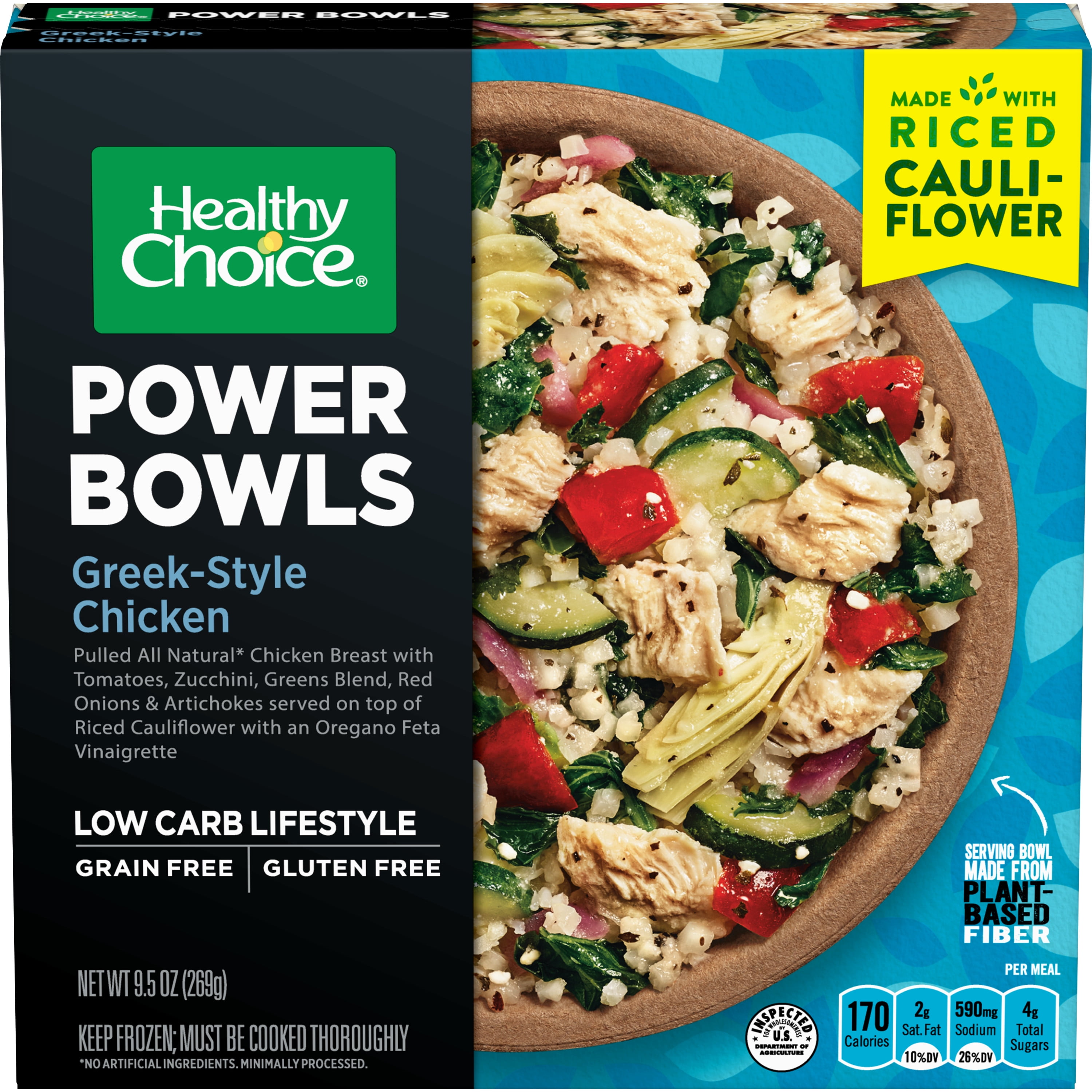 Healthy Choice Power Bowls Greek Style Chicken With Riced Cauliflower 