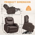 thumbnail image 4 of Vineego Power Lift Recliner Chair PU Leather for Elderly with Massage,Brown, 4 of 8