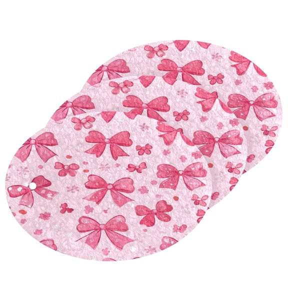 Pink Cute Bows 3 Pack Dish Sponges Bulk Natural Sponges Household Cleaning Sponge Non-Scratch for Kitchen Dishwashing and Cleaning Dishes