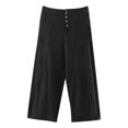 thumbnail image 3 of Pantalones Anchos Pantalones de pierna ancha para mujer Pantalones casuales de cintura alta de algodón con bolsillos (Negro XL) Cgtredaw para Mujer Negro T XXL, 3 of 8