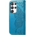 thumbnail image 3 of Wallet Case for Samsung Galaxy S23 Ultra,3D Butterfly Pattern PU Leather Flip Phone Case with Magnetic Clasp and Cash Card Slots Holster for Galaxy S23 Ultra,HZD Rhinestone Blue, 3 of 18