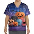 thumbnail image 4 of Drmagiyhm Halloween Scrub Tops Men Medical Scrubs Short Sleeve Halloween Nursing Tops Fun V Neck Scrub Shirts Pumpkins Printed Nurse Uniforms Light Purple S, 4 of 4