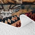 thumbnail image 5 of Castle Fairy Tribal Collage Deer Quilt King for Teens,Bohemian Aztec GeometricKing Coverlet Set,Brown Red Blue, 5 of 7