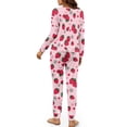 thumbnail image 3 of SCRAWLGOD Strawberry Womens Pajamas for Women Long Sleeve Pj Set Women Daisy Clothes Drawstring 2 Pjs Sets for Woman Soft Women House Wear Size M, 3 of 7