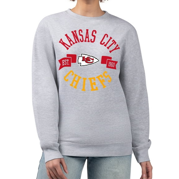 Women's G-III 4Her by Carl Banks  Heather Gray Kansas City Chiefs Large Team Graphic Fleece Pullover Sweatshirt