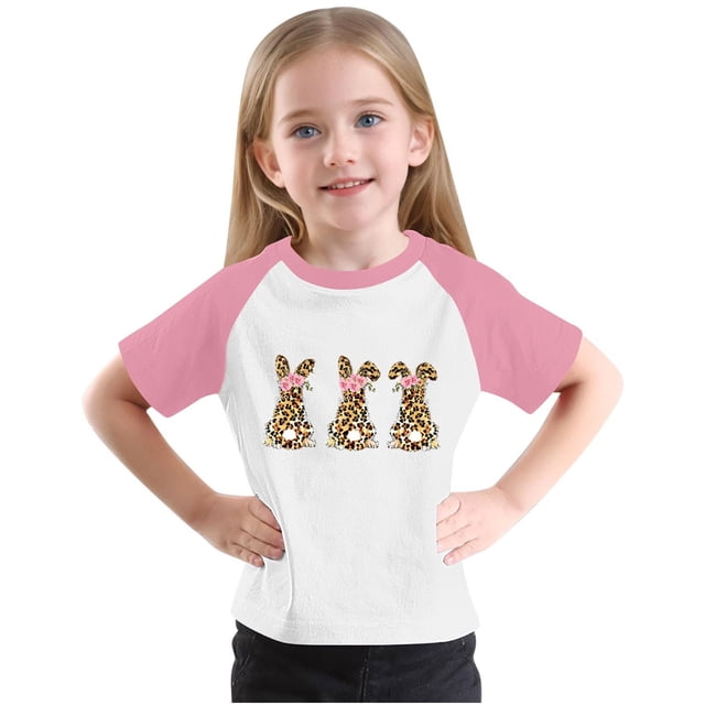 RXIRUCGD 2025 Vêtements d'Été pour Enfants Tout-Petits Garçons Filles Mode Mignon Col Rond Imprimé Manches Courtes Haut