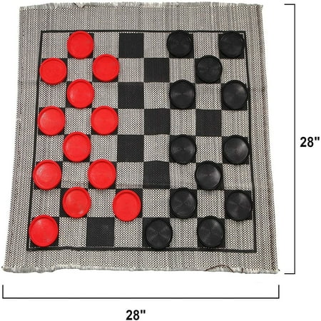 Jumbo Checkers Rug Game Classic Family Fun Kid Activity, Lightweight/Travel Friendly, Indoor/Outdoor