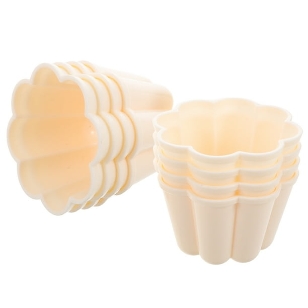 FUEENIRVA 8Ud Para Gelatina Y Flan En Forma De Flor De Plástico Beige Para Hornear Y Congelar