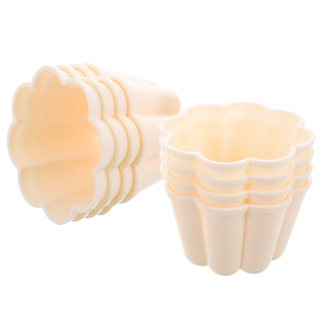 FUEENIRVA 8Ud Para Gelatina Y Flan En Forma De Flor De Plástico Beige Para Hornear Y Congelar