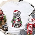 thumbnail image 2 of Camiseta con luces navideñas para mujer, camisetas con estampado gráfico de gato bonito, camisetas de manga corta, ropa de calle divertida, camiseta de marca, ropa femenina, 2 of 5