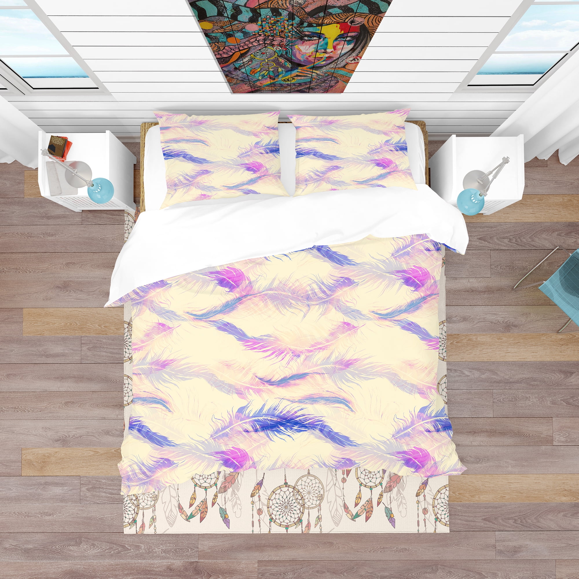 Designart 'Imprints of Flying Bird Feathers' Southwestern Duvet Cover Set