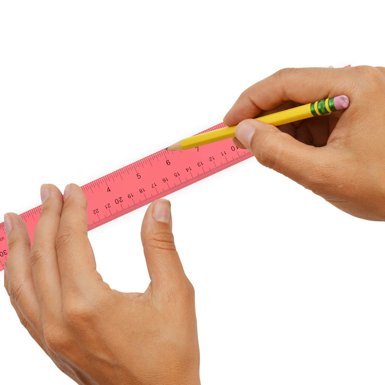 Westcott Acrylic Ruler, 12, Transparent, Imperial, 2.2 lb., Pink