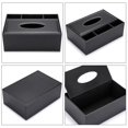 thumbnail image 2 of Caja de tejido rectangular de cuero PU para el hogar, caja de almacenamiento para escritorio, marrón Feliz Sencillez, 2 of 5