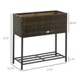 thumbnail image 3 of Outsunny Jardinière Surélevée en Rotin avec Tablette de Rangement pour Outils, 3 of 10