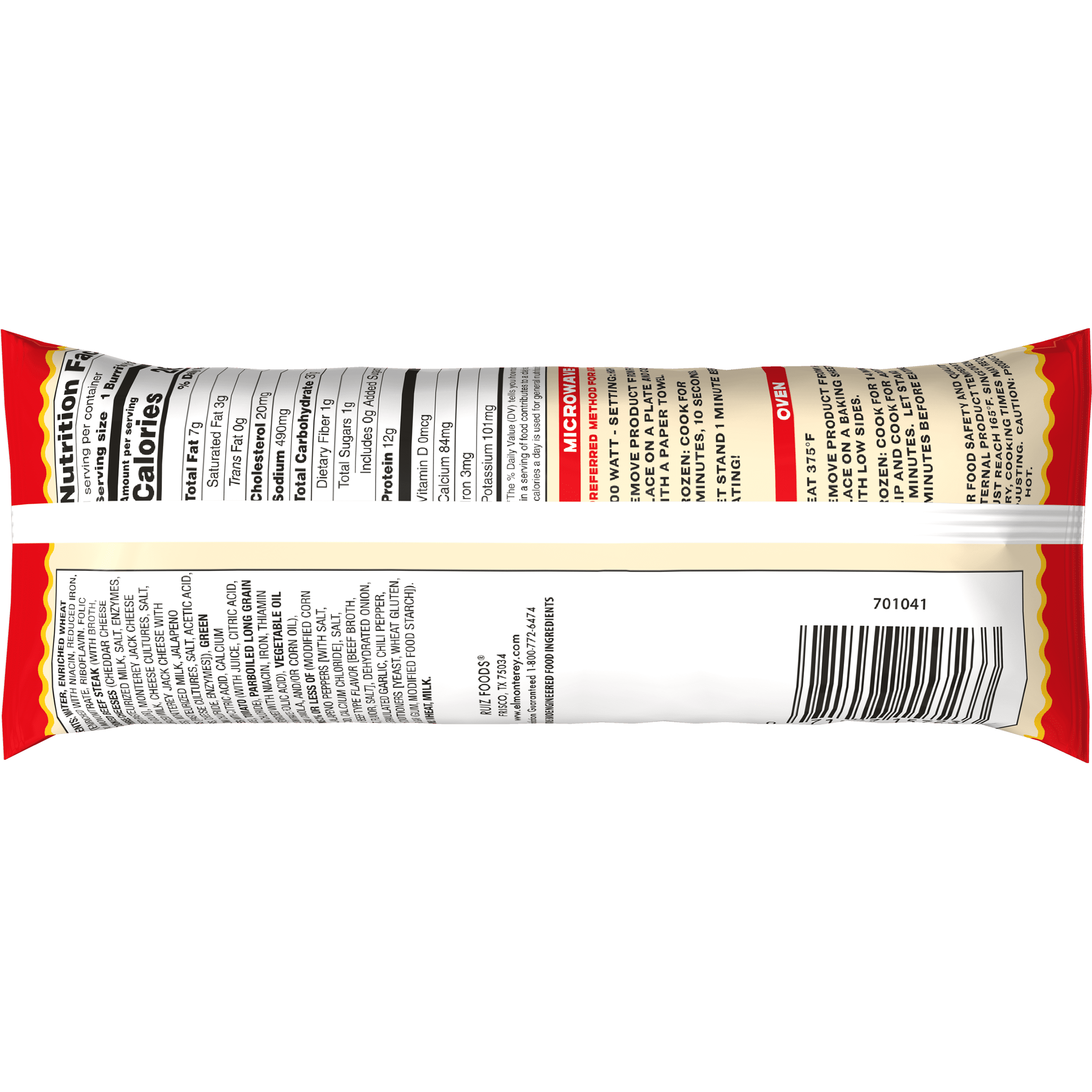 El Monterey Signature Shredded Steak and Cheese Burrito, 4.8 oz (Frozen)