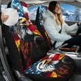 thumbnail image 2 of Uorisanigo Car Seat Covers Set of 2 Bald Eagle USA Flag High Back Stretchy Front Seat Protectors Cover Universal Fit for Cars Trucks and SUVs, Soft Plush Coral Velvet Fabric, 2 of 7