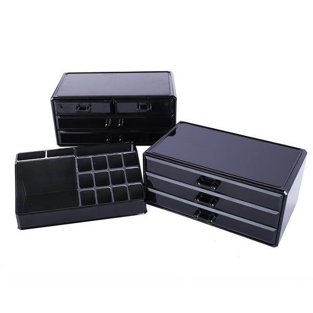 9 5 X6 X11 6 Black Makeup Bathroom Organizer On Countertop Drawer With 7 Drawers And 16 Grid Stackable Cosmetic Plastic Holder For Storage Cosmetics Jewelry S6341 Com Makeup Drawer Organizer With 7 Drawers, Black Makeup Storage Drawers