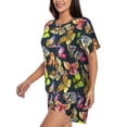 thumbnail image 2 of Fotbe Butterfly Wild Insect Print Pajama Set for Women 2 Piece Loungewear Short Sleeve Tops and Shorts Set Soft Sleepwear-3X-Large, 2 of 7