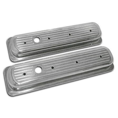 Cobra-Tek 1987-97 Chevy 5.0L 5.7L Short Polished Al Center Bolt Valve Covers Ball Milled