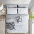 thumbnail image 6 of RUIKASI 2-Piece Pinch Pleated Embroidery Comforter Set,Teen Modern Bedding Set,Twin, White/Gray, 6 of 7