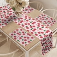 thumbnail image 2 of Ambesonne Fruit Table Runner & Placemats, Funny Kawaii Cherries Design, Placemat 4 pcs + Runner 16"x72", Pale Pink Ruby Green, 2 of 2