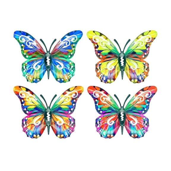 Metal Butterfly Wall Art Set of 4, Outdoor Hanging Decorations for Garden, Vibrant Wall Sculptures for Indoor and Outdoor Living Space Wall Displays