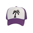 thumbnail image 1 of Men's Palm Tree Cap Snapback Trucker Hat, White/Purple, 1 of 2