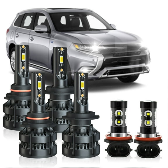 Fit For Mitsubishi Outlander 2014-2015 LED Headlight Bulbs 9005 High Beam   H7 Low Beam  H11/H8 Fog Lights Bulbs Kit