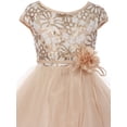 thumbnail image 4 of Little Girls Cap Sleeve Flower Shaped Sequin Top Tulle Special Occasion Flower Girl Dress Champagne 4 (J21KS16), 4 of 4
