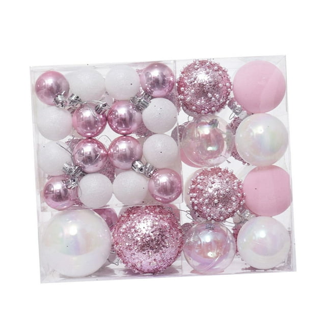 46 Piezas Bolas de Navidad Decoraciones para Árboles de Navidad Decoración Inastillable Adornos Navideños para Interior Festivo Día de San Valentín rosa blanco Macarena Colgantes Bolas
