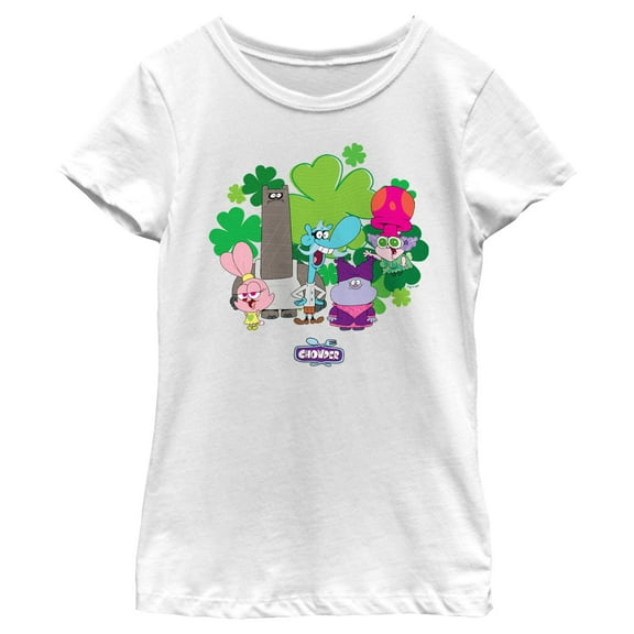 Girl's Chowder Main Characters Clovers  Graphic Tee White Small