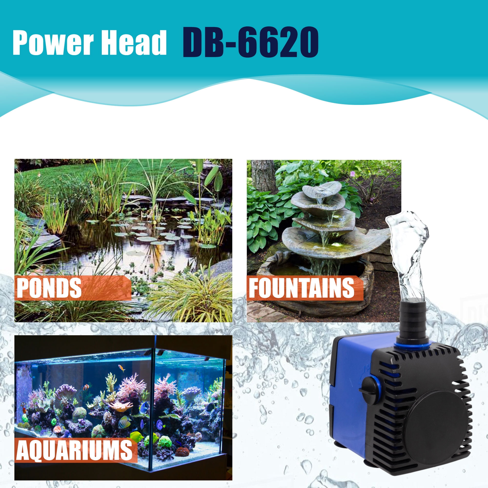 530 GPH Adjustable Fountain Pond Aquarium Fish Tank Water Pump