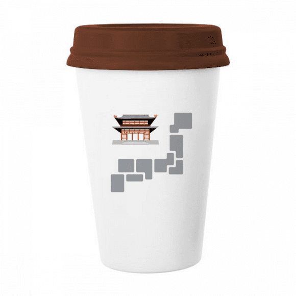Brick Tile Buildings Traditional Japanese Residence Mug Coffee Drinking Glass Pottery Cerac Cup Lid