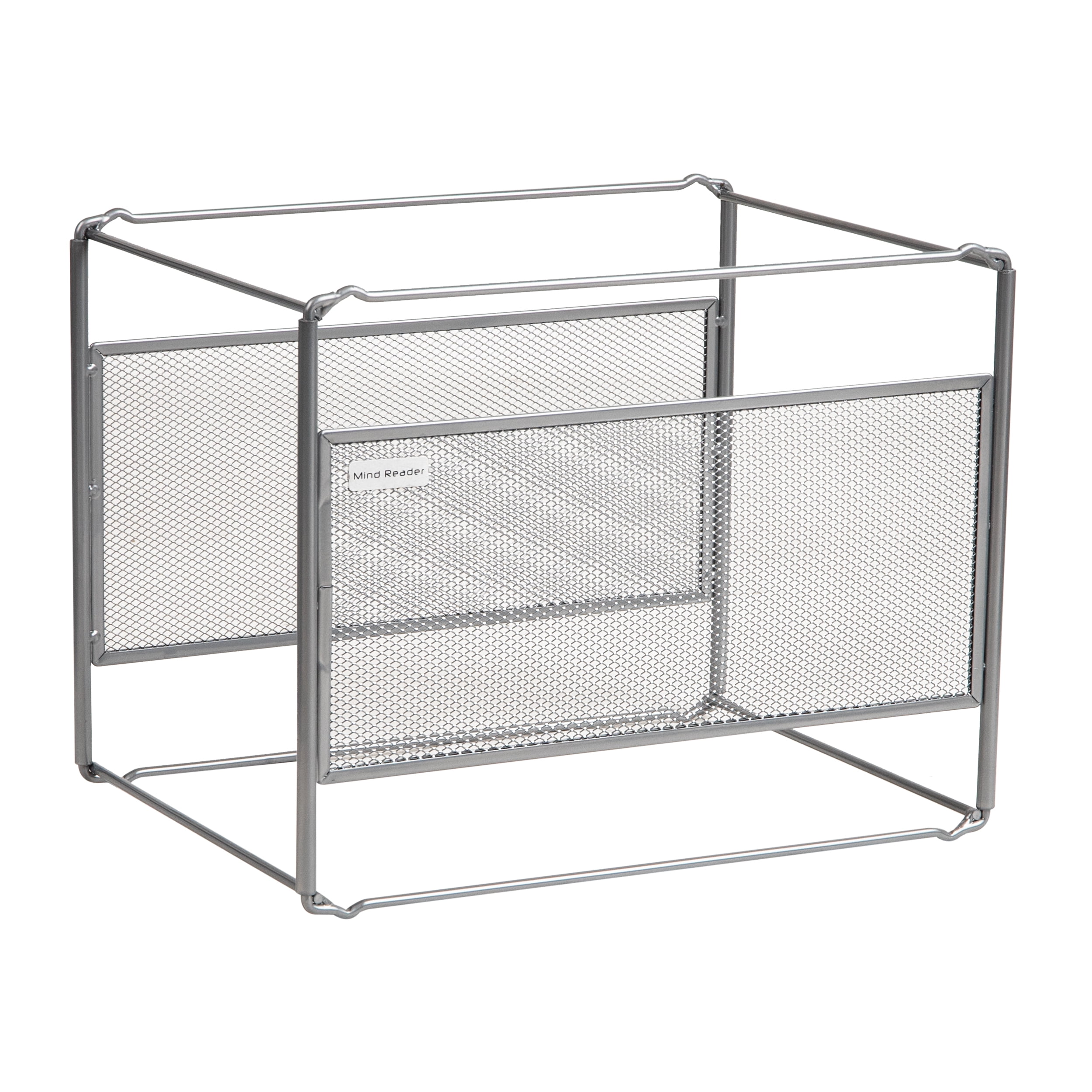 Mind Reader Desktop File Folder Organizer Box File Crate For Hanging Files and Mail, Silver