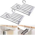 thumbnail image 2 of Trouser Hangers Space-Saving Multi-Purpose Set of 2 Stainless Steel Trouser Hangers Extendible Foldable Multi Hangers Magic Hanger Organiser Wardrobe Hanger Holder White, 2 of 8