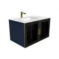 thumbnail image 3 of Solaria 36" Wall Mounted Blue Vanity Set in White Left Porcelain Top - in Gold, 3 of 10