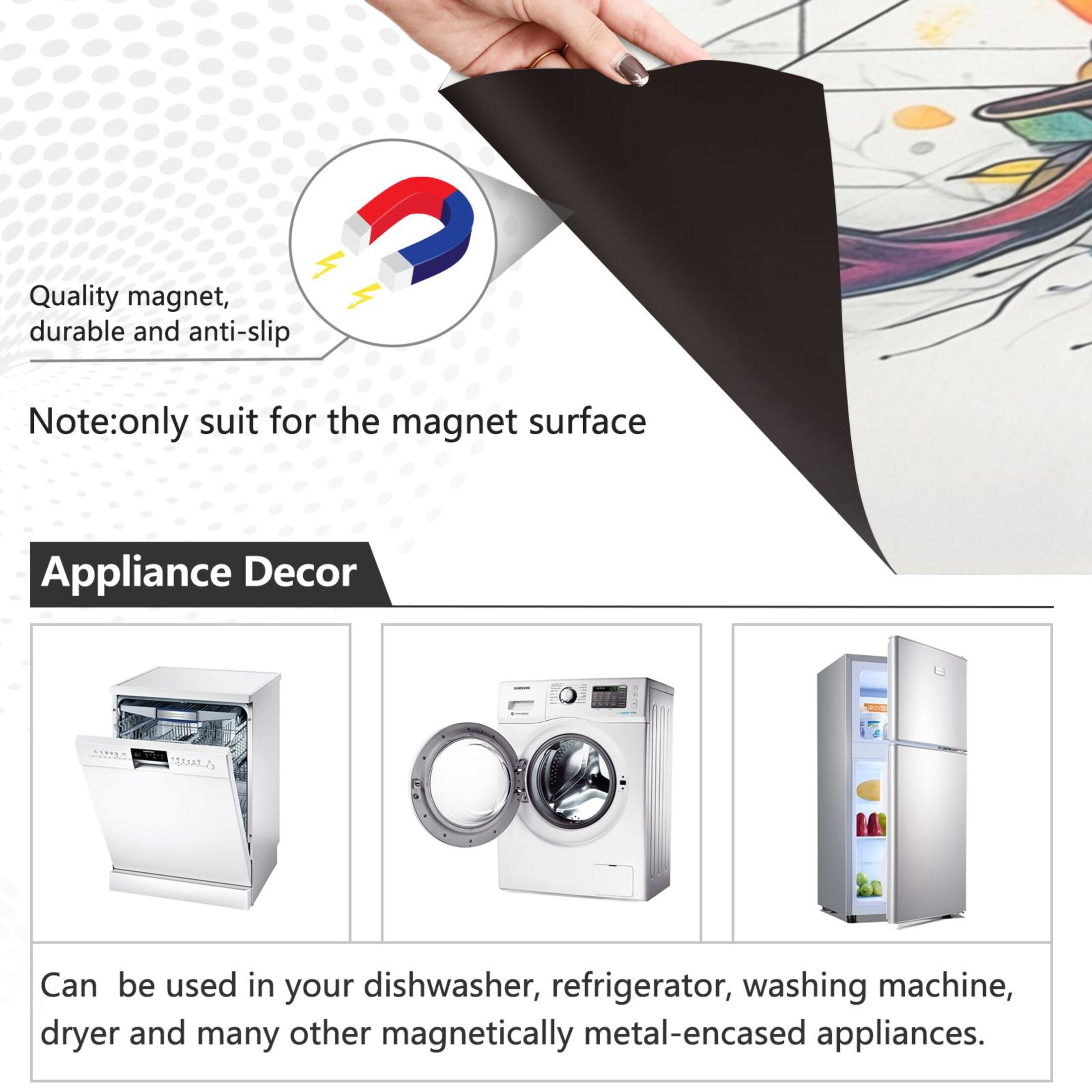Dishwasher Magnetic Sticker 23x26 Inch Refrigerator Magnetic Sticker Washing Machine Magnetic Sticker Kitchen Panel Magnetic Sticker Home Decor Cartoon Color Deer
